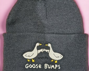Goose Bumps Beanie, Custom Gift, Goose Gifts, Goose Beanie, Geese Beanie, Funny Geese, Custom Gift, Funny Goose Gift