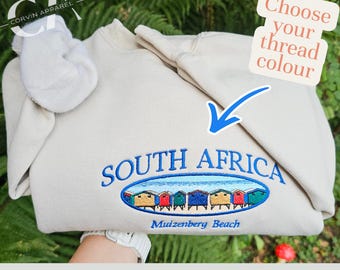 Sudadera bordada de Muizenberg, sudadera de Sudáfrica, jersey de Sudáfrica, regalo de viaje