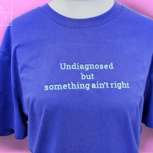 Personalized Undiagnosed Embroidered T-shirt, Funny Gifts, Vintage, Funny Tshirt, Gift For Her, Gift For Mum, Embroidered Tshirt, Humour