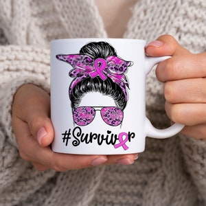 Cancer Survivor Mug And Coaster Gift Set Coffee Mug Gift For Breast Cancer Survivor Pink Ribbon Tea Mug Gift For Mother Coworkers Gift