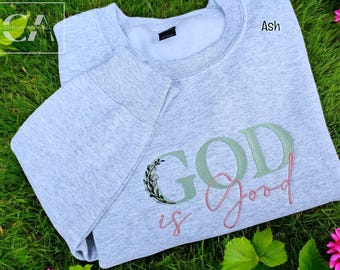 Sudadera bordada "Dios es bueno", regalo para ella, regalo cristiano, jersey bordado