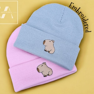 Capybara Embroidered Beanie, Capybara Gifts, Funny Capybara, Kawaii Capybara