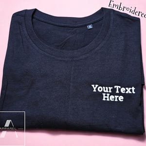 Embroidered Unisex T-shirt, Personalized Name Tshirt, Left Chest Tshirt, Organic Cotton T-shirt