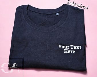 Gepersonaliseerde geborduurd katoenen T-shirt: aangepaste tekst