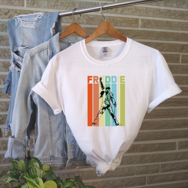 Freddie Mercury T-shirt Rainbow T-shirt Gift For Girlfriend Freddie Mercury Tshirt For Her Birthday Gift Best Friend Tshirt