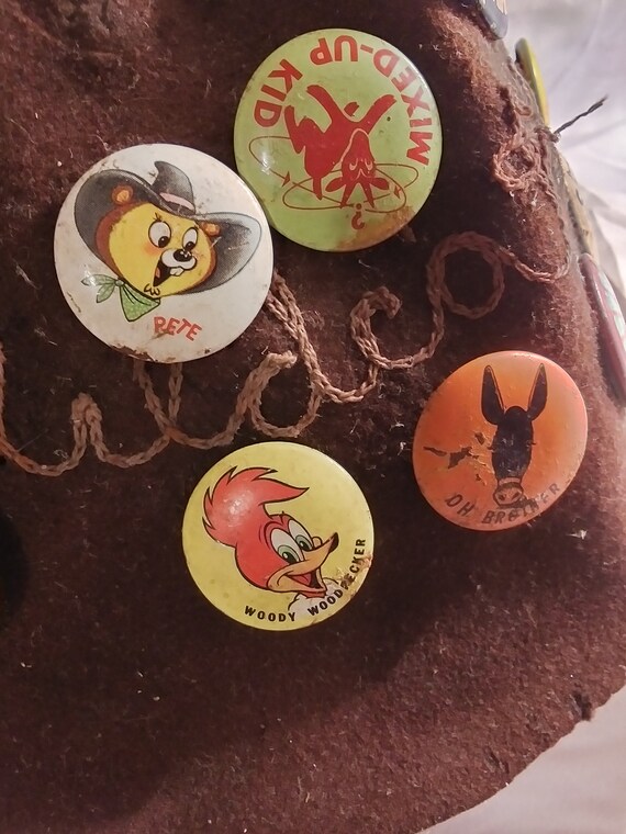 Antique PEP pins & original rare felt pep hat uniquel… Gem