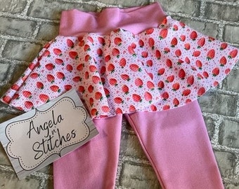 Strawberry and Pink Skirted Leggings