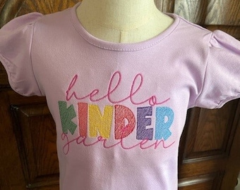 Hello Kindergarten, Back To School, T-Shirts in Various Colors for Girls and Boys