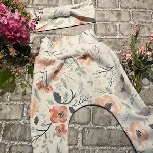 Coral Floral Harem Pants with Matching Headband