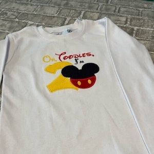 Long Sleeve or Short Sleeve T-Shirt - Embroidered with Oh Toodles - I&#39;m 2