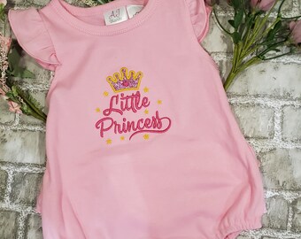 Embroidered Pink Bodysuit with Ruffled Bottom
