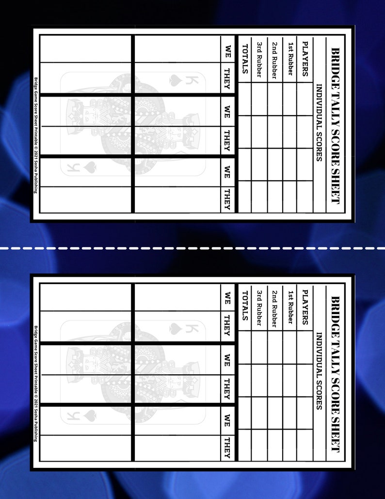 Bridge Game Score Sheets, Printable Bridge Score Pad, Bridge Score Card ...