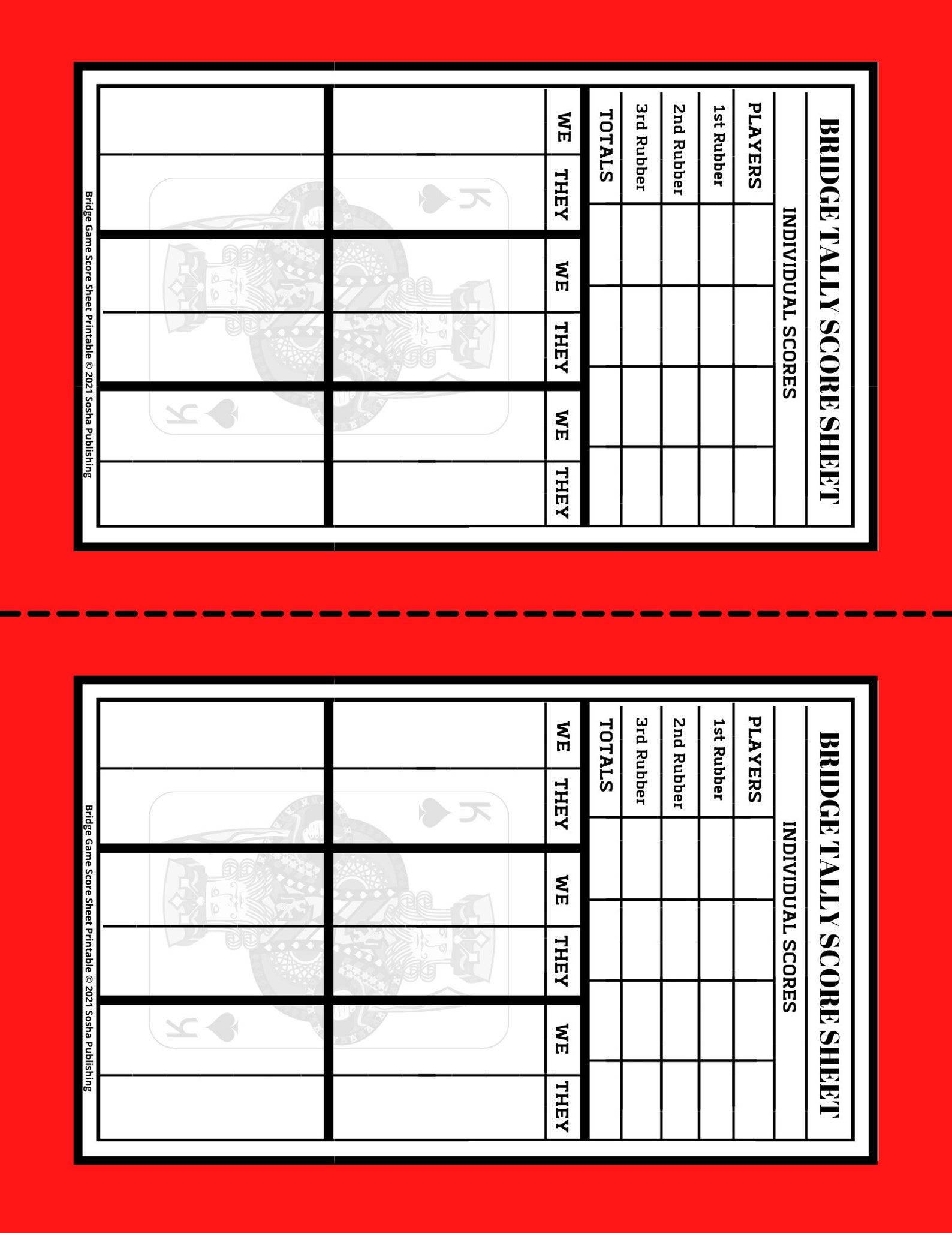 Bridge Game Score Sheets Printable Bridge Score Pad Bridge Score Card
