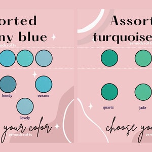 Pode incluir: Um gr&aacute;fico com duas colunas, cada uma mostrando uma sele&ccedil;&atilde;o de cores azuis e verdes. A coluna da esquerda &eacute; intitulada "Azul Tiffany Variado" e a coluna da direita &eacute; intitulada "Verde Turquesa Variado". Cada coluna tem cinco amostras de cores com nomes abaixo de cada amostra.