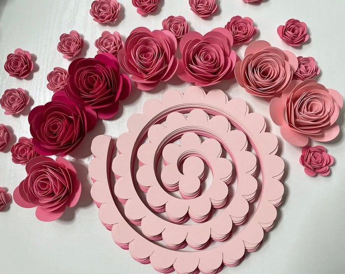 Precut Paper Flowers, Unrolled Paper Flowers, Paper Roses for DIY Set