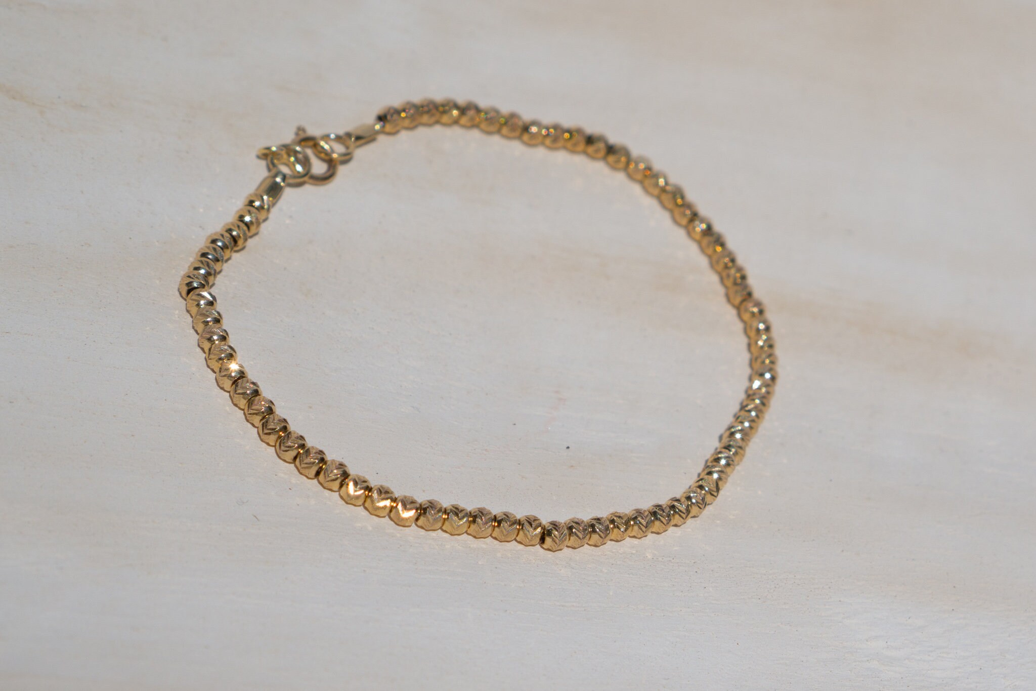 Diamond Cut Bracelet Raw Gold Cut Bracelet Shiny Bead Etsy