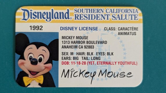 Disney Mickey Mouse ID License (1992) - Etsy