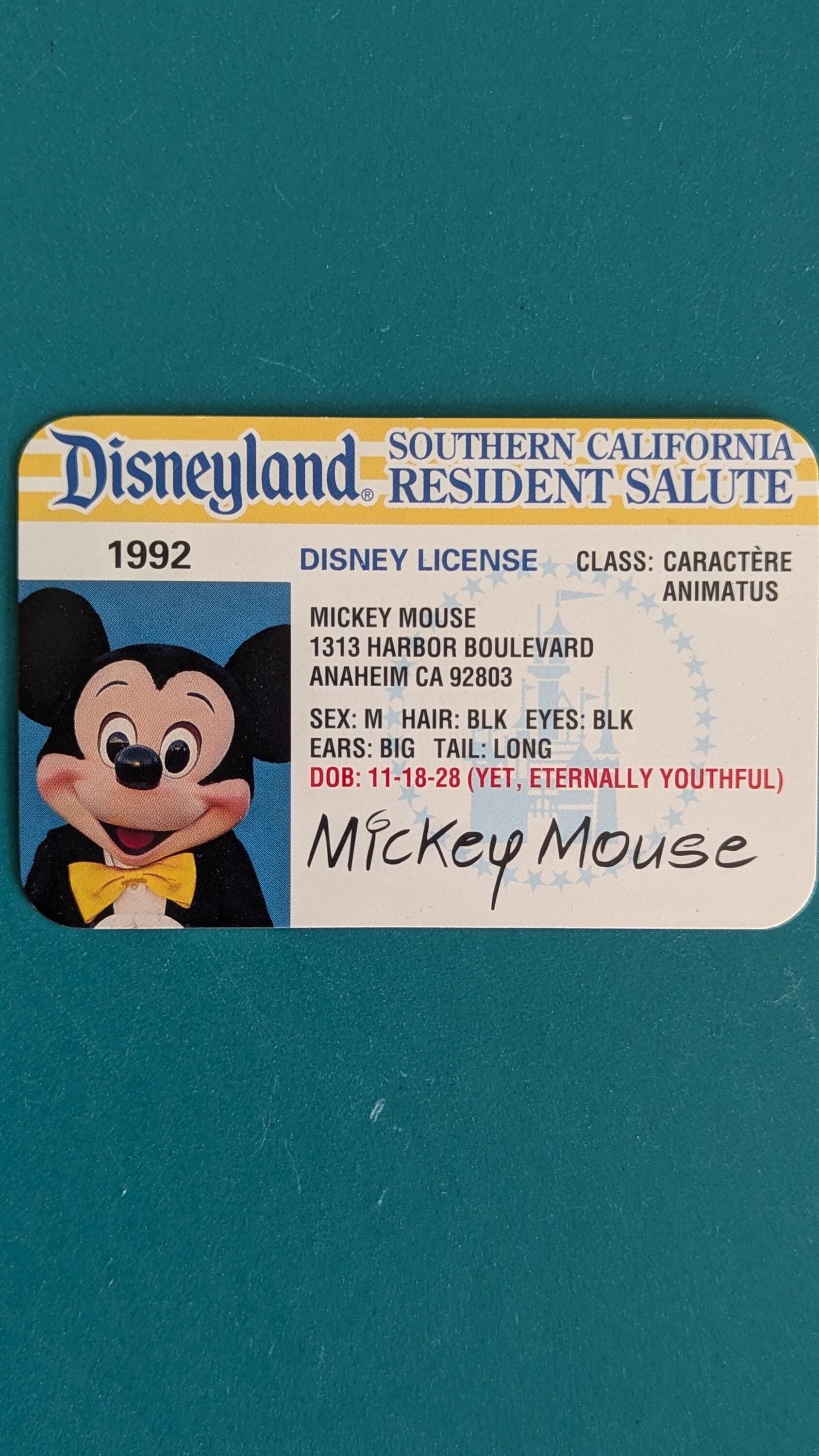 Disney Mickey Mouse ID License (1992) - Etsy