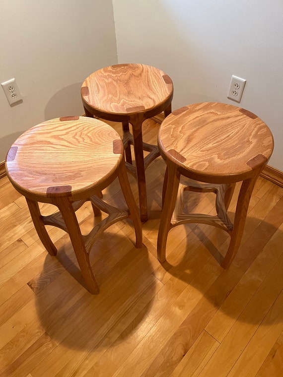 Red Oak Hand Made Bar Stools Inspired by Sam Maloof. Etsy