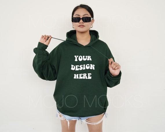 Gildan 18500 Forest Green Hoodie Mockup Oversized Mockup Trendy Hoodie Mockup Model Mock Up Minimalist Mock Up G185 Forest Green Mock Etsy Canada