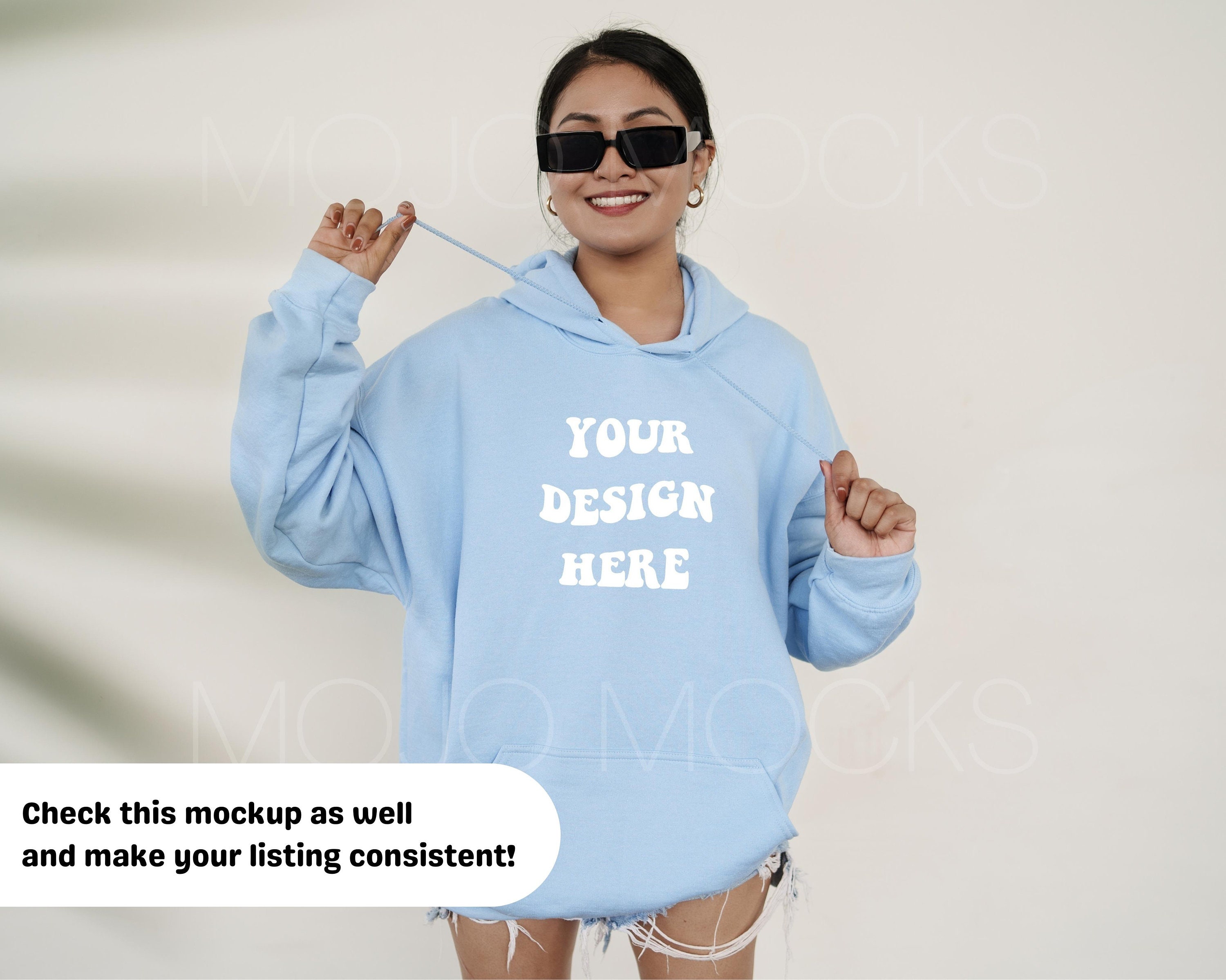 Gildan 18500 Light Blue Hoodie Mockup Oversized Mockup Etsy