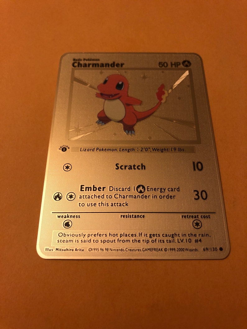 Charmander Pokemon 1st Edition Alt Art CUSTOM MADE Gold Metal Etsy