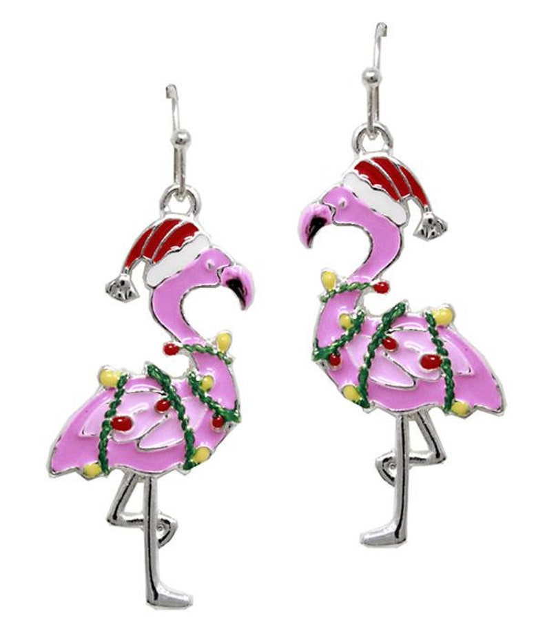 Christmas Flamingo Earrings  Tangled Lights image 1
