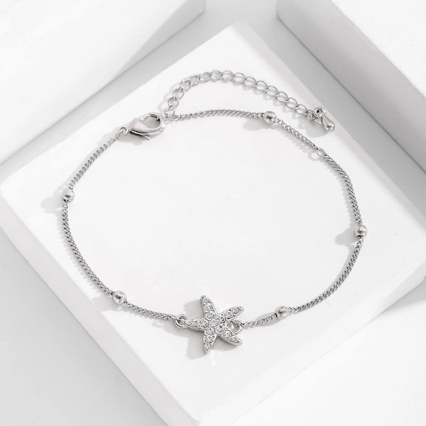 Rhinestone Starfish Anklet Ankle Bracelet