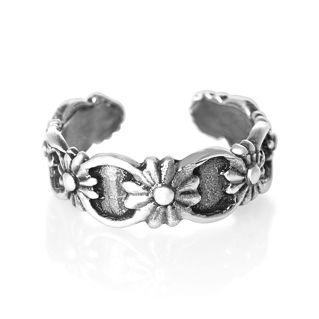 Flowers Sterling Silver Toe Ring - Etsy