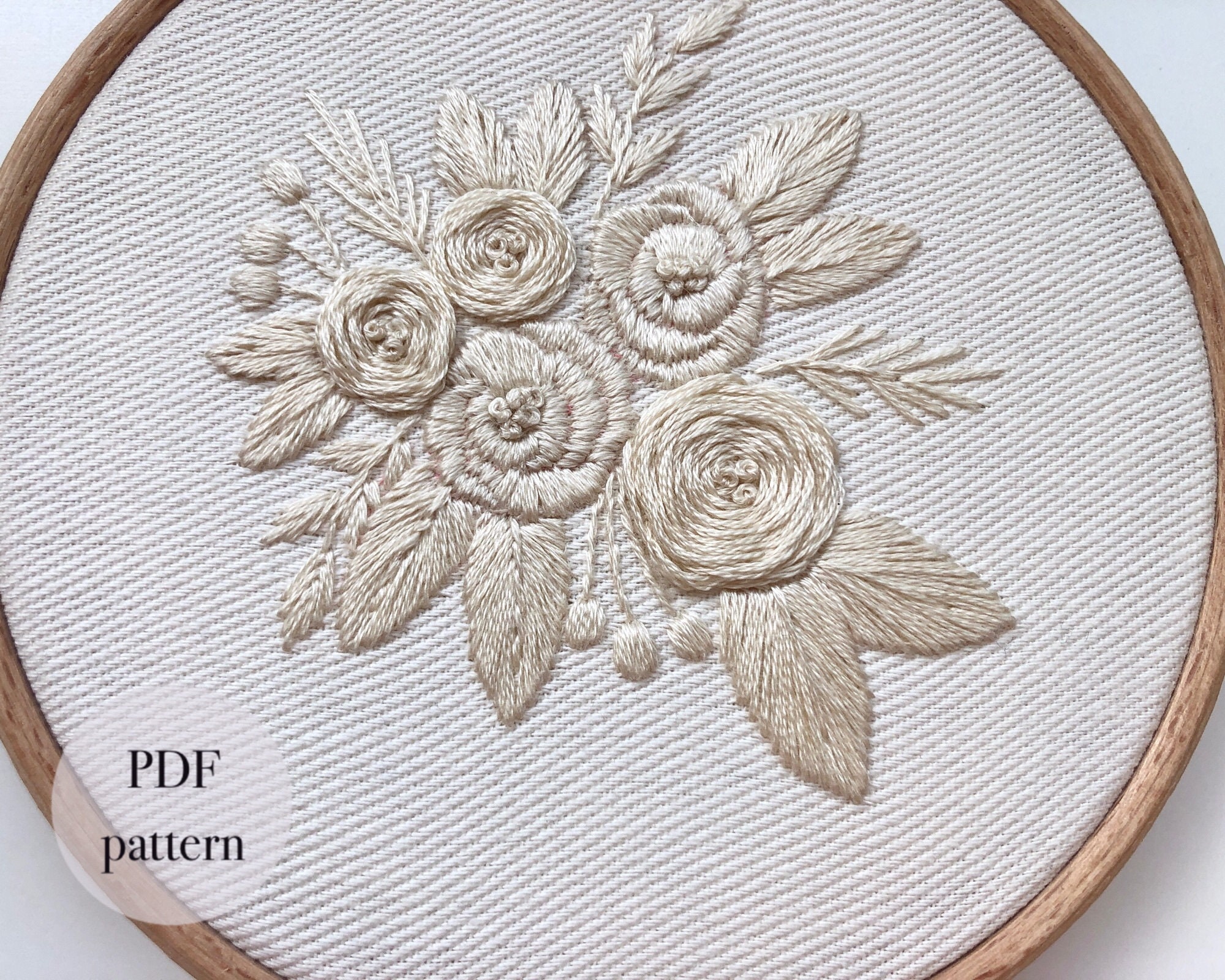 iThinksew - Patterns and More - 6, 7 White Flowers Embroidery PDF Pattern