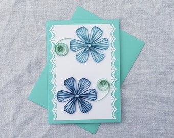 Light Blue Quilled Flower Card