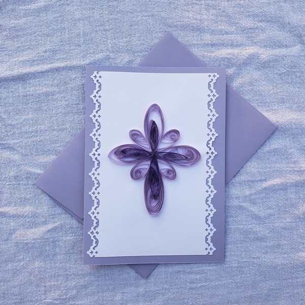 Purple Quilled Cross Card