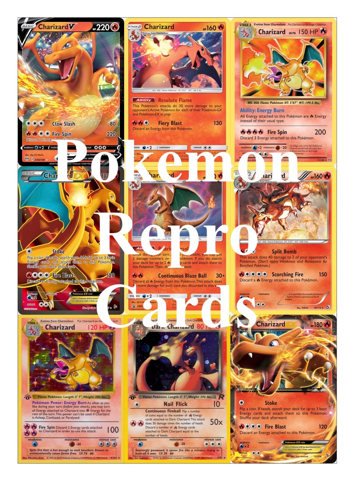 Pokemon Proxy/Repro Cards Charizard Digital Print Layout | Etsy