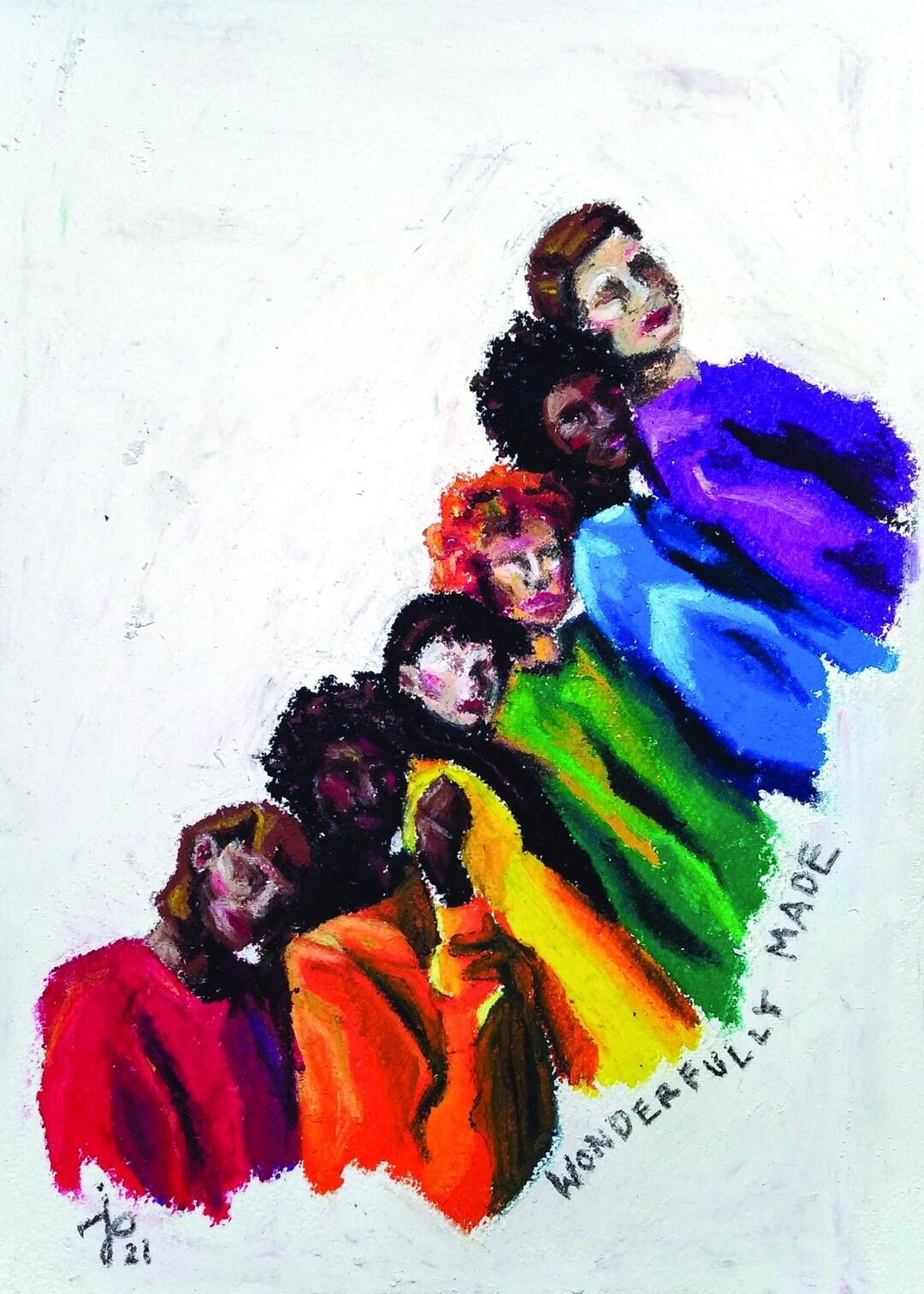 Wonderfully Made LGBTQ Christian Art Queer Religious Art Oil Pastel