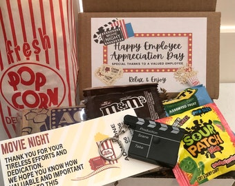 Mini movie night gift. Employee appreciation gift. Thank you gift. Coworker gifts.Corporate gifts. employee gifts. Employee appreciation day