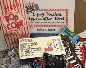 Movie night gift. Teacher appreciation gift. Teacher appreciation week. Thank you gift. Coworker gift. Teacher gift. Fun teacher gift