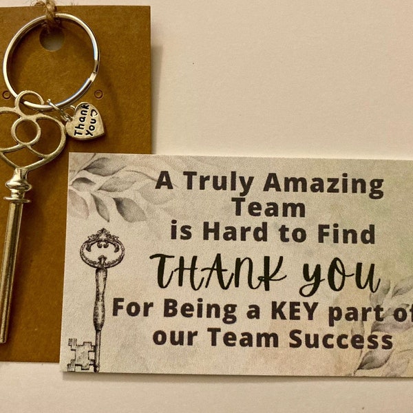 Team keychains.  Unique employee gifts. Staff gift. Employee bulk gifts