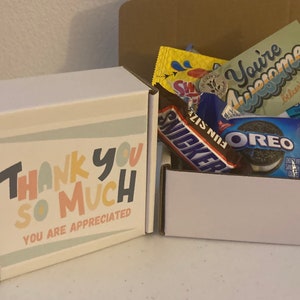 Mini thank you box. Best employee appreciation gift. Gifts for coworkers. Best Employee appreciation gifts. Bulk employee gift
