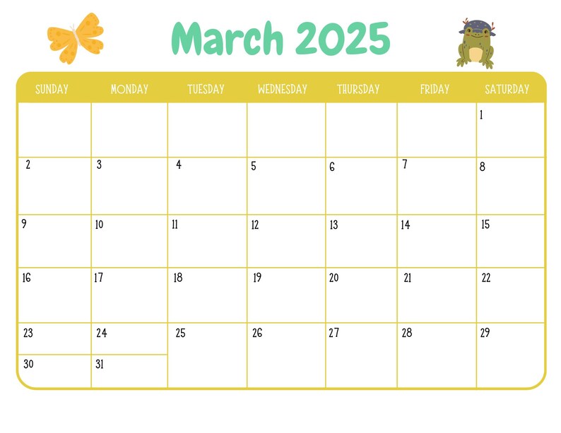 2025 Printable Monthly Calendar, Cottagecore Theme, Nature, Animals