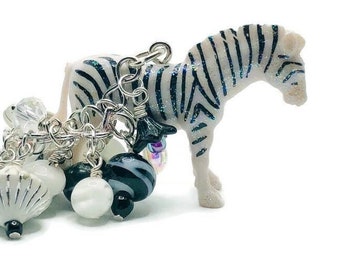 Glittery Zebra Keychain - Etsy