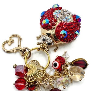 Red Crystal Ladybug Keychain