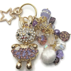 Bunny Rabbit in Purple Dress Keychain