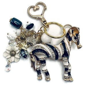 Majestic Crystal Zebra Keychain