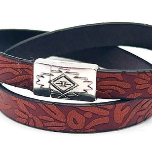 Embossed Leather Cord Bracelet with Magnetic Clasp