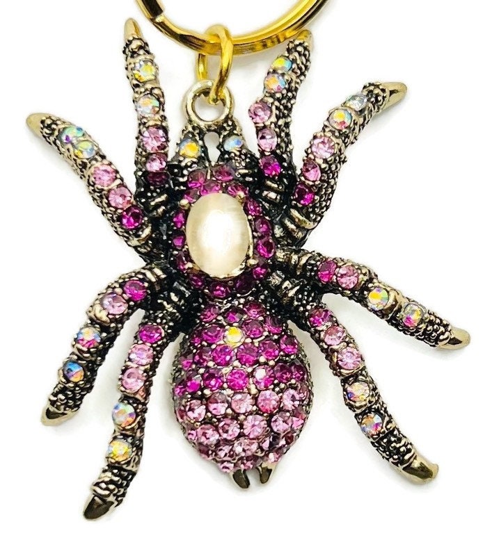 Pink Spider Chain Pink Crystal Spider Keychain - Etsy