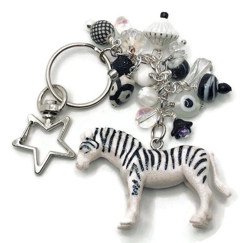 Glittery Zebra Keychain - Etsy