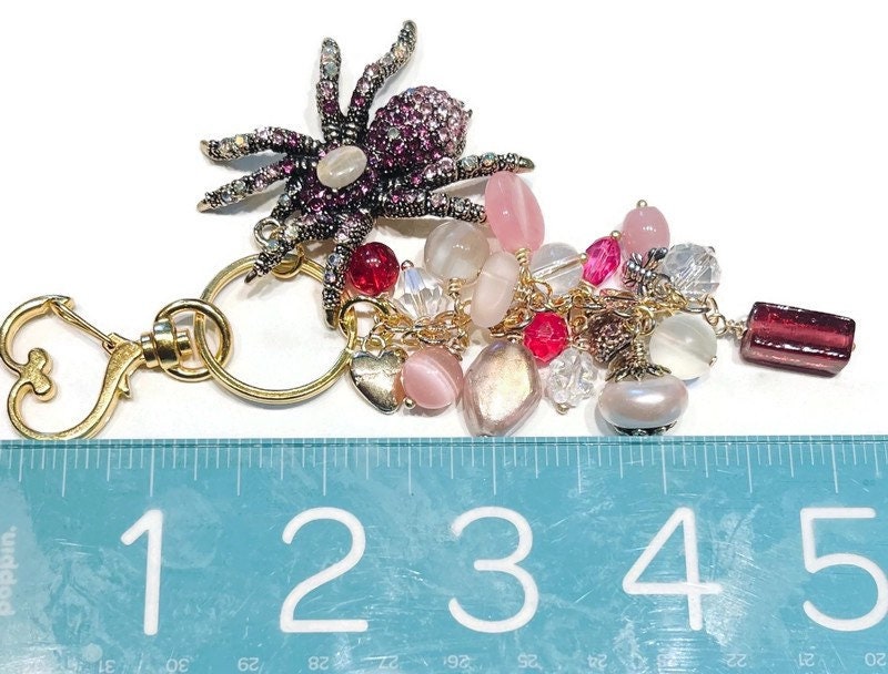 Pink Spider Chain Pink Crystal Spider Keychain - Etsy