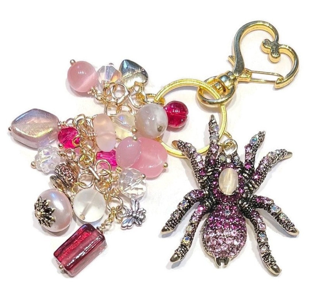 Pink Spider Chain Pink Crystal Spider Keychain - Etsy