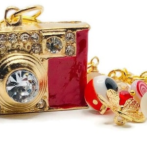Red Crystal Camera Keychain