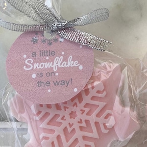 40 Snowflake soap favors  Little snowflake is on the way baby shower Winter Wonderland ONEderland Pink snowflake Baby it&#39;s Cold Outside